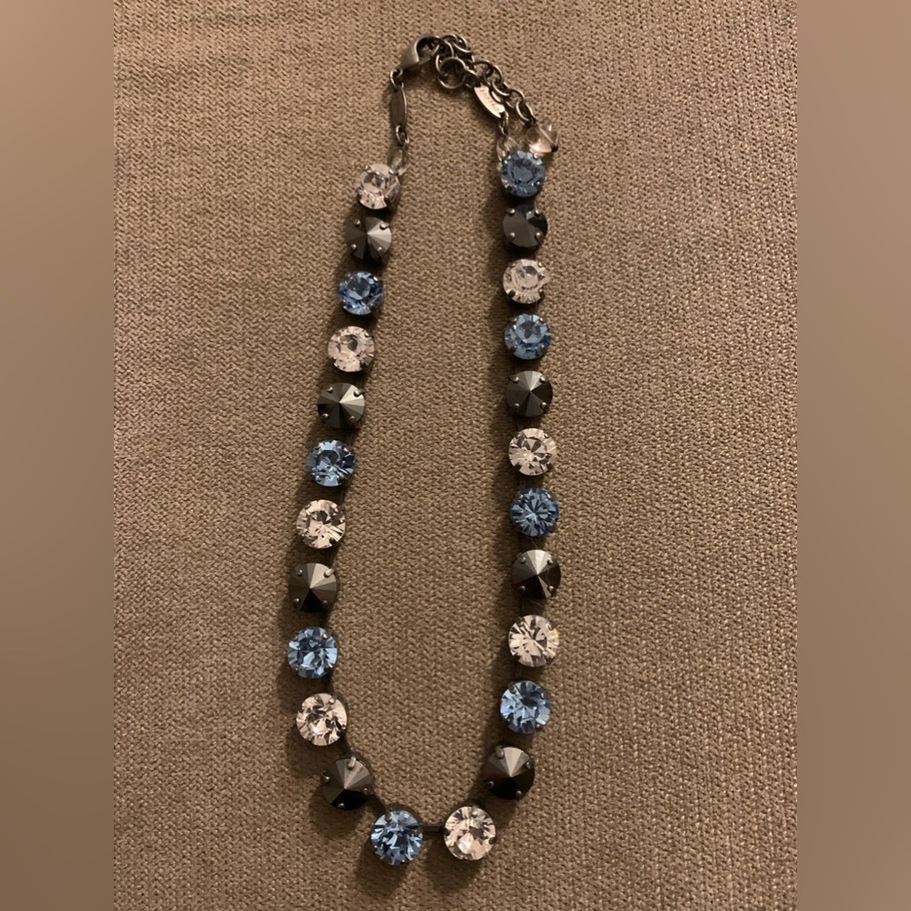 Sabika Closing Night Classic Rhinesone Bling Choker Necklace Blue Clear Black.